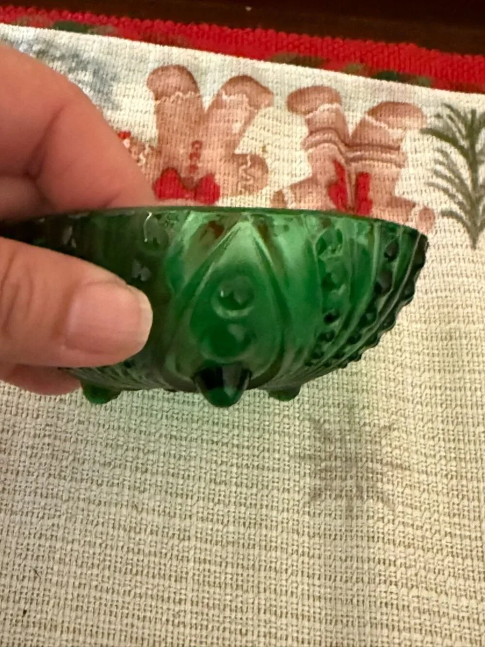Anchor Hocking Forest Green Burple Footed Dessert Bowl 4 1/2”